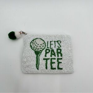 Golf Beaded Coin zipper Pouch “Let’s Par-Tee” Green | Novelty Golf Gift Clutch